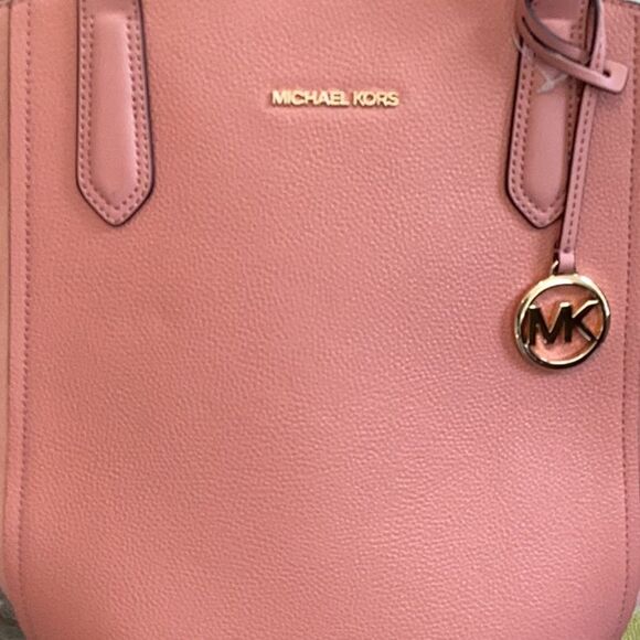 MICHAEL KORS NWT PORTIA SUNSET ROSE PINK LARGE LEATHER TOTE BUCKET SHOULDER BAG - Picture 8 of 10